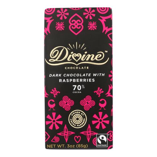Divine - Bar Dark Chocolate W/raspberry - Case Of 12 - 3 Oz - 852749004593