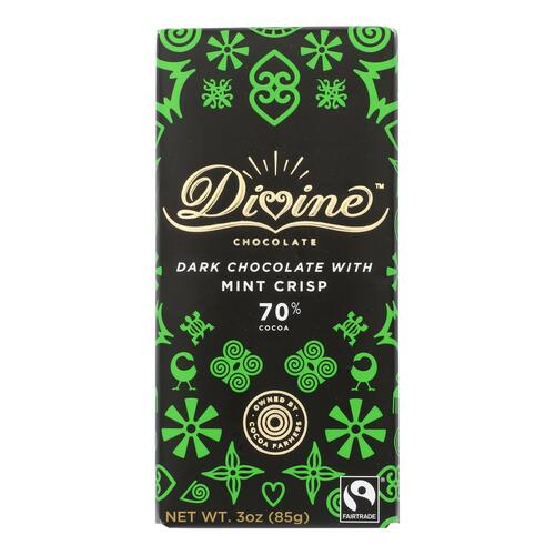 Divine - Bar Chocolate Dark W/mint Crisp - Case Of 12 - 3 Oz - 852749004609