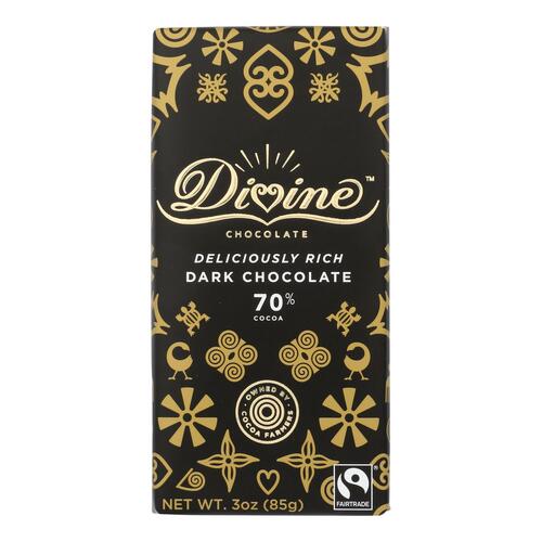 Divine - Bar Chocolate Dark 70% Cocoa - Case Of 12 - 3 Oz - 852749004647