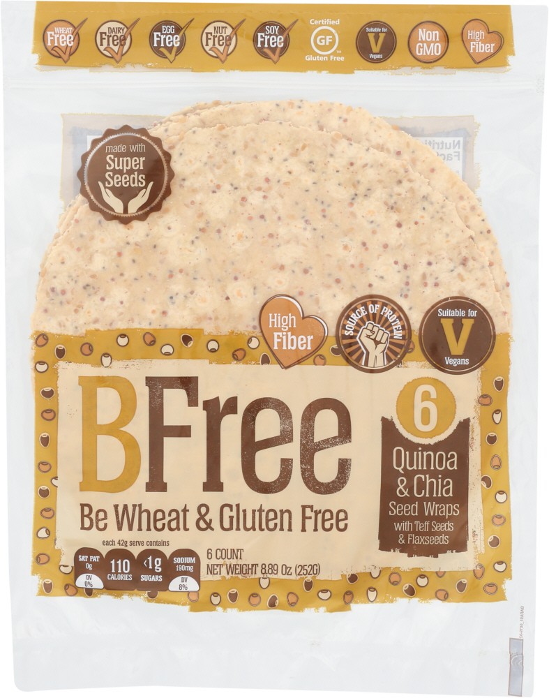 BFREE: Quinoa and Chia Seed Wrap with Teff and Flax Seeds, 8.89 oz - 0852795005209