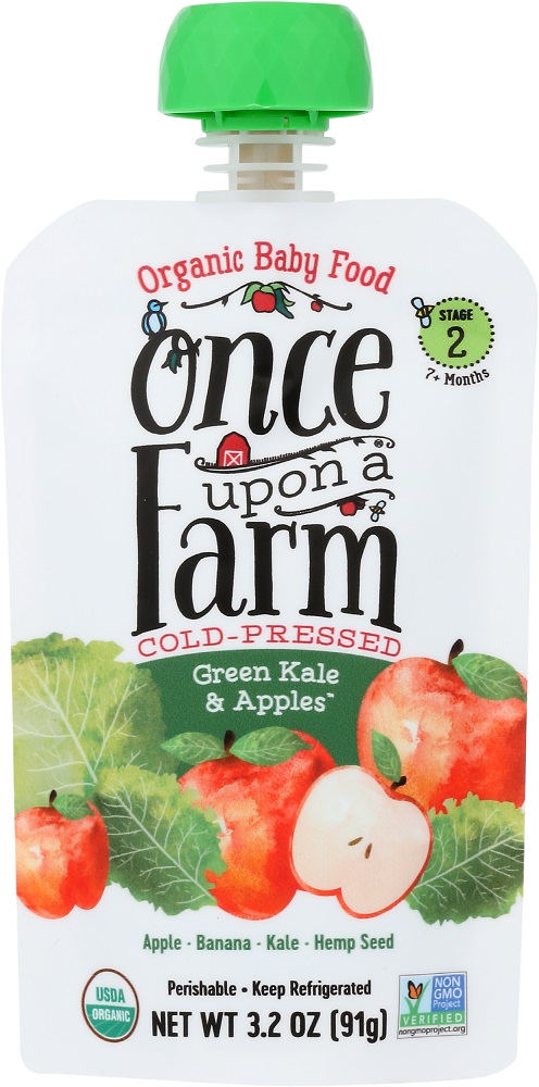 ONCE UPON A FARM: Green Kale & Apples Baby Food, 3.2 oz - 0852823006000