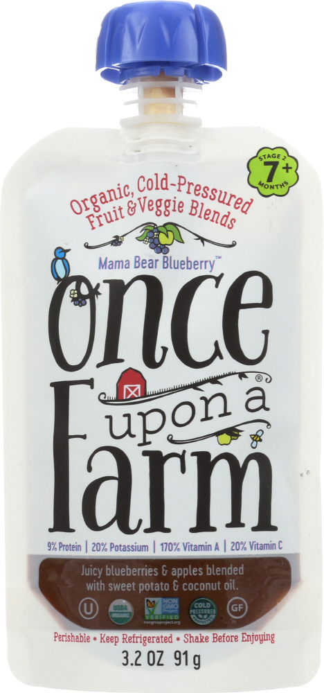 ONCE UPON A FARM: Organic Stage 2 Baby Food Mama Bear Blueberry, 3.2 oz - 0852823006086