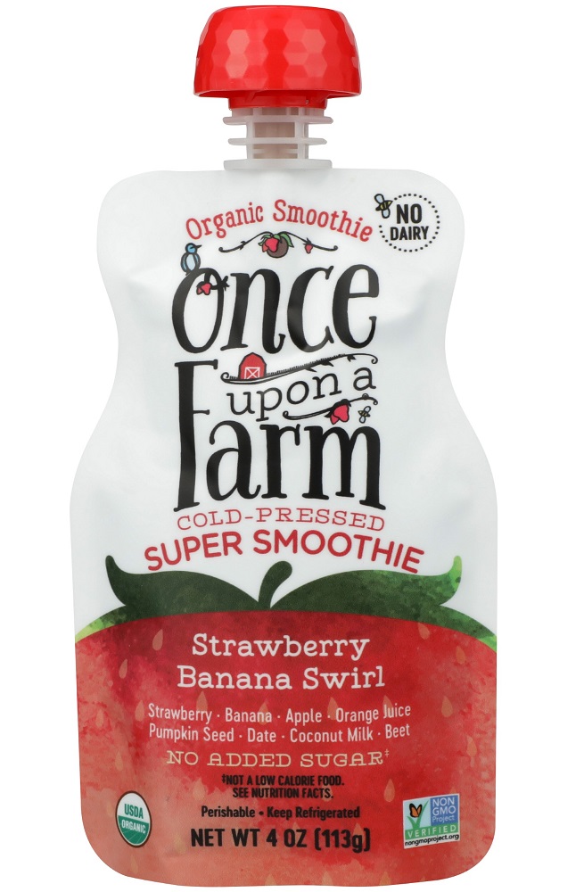 ONCE UPON A FARM: Strawberry Banana Swirl Super Smoothie, 4 oz - 0852823006482