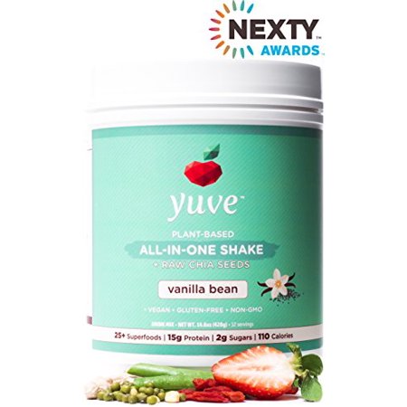 Yuve Vegan Protein Powder with Superfoods - Award Winning Taste - Complete Nutritional Shake - Natural Greens, Plant Based, Non-GMO, Gluten, Dairy, Soy and Lactose Free (Vanilla Tub) 14 - 852862007037