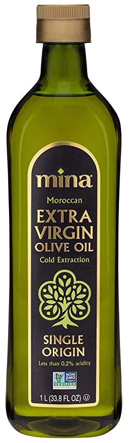 Mina Extra Virgin Olive Oil, New Harvest, Polyphenol Rich Moroccan Olive Oil, Single Origin Olive Oil, Cold Extraction, Less Than 0.2% Acidity, 33.8 Fl Oz (1Liter) - 852955007258