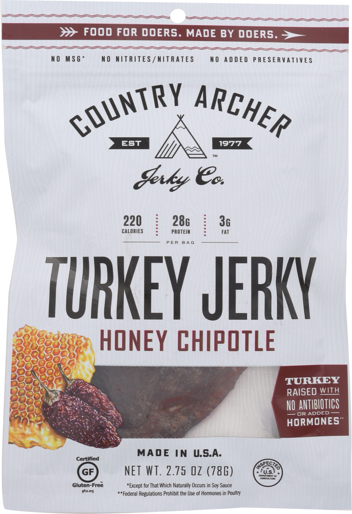 COUNTRY ARCHER: Turkey Jerky Honey Chipotle, 2.75 oz - 0853016002298