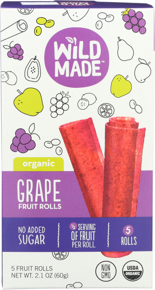 Wildmade Organic Grape Fruit Rolls - Case Of 8 - 2.10 Oz - 853079005571