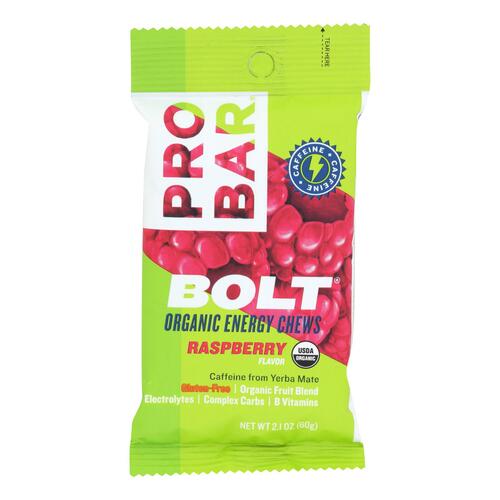 Probar Bolt Energy Chews - Organic Raspberry - 2.1 Oz - Case Of 12 - bolt