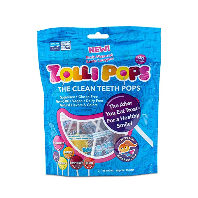  Zollipops Clean Teeth Lollipops - AntiCavity Sugar Free Candy with Xylitol for a Healthy Smile Great for Kids, Diabetics and Keto Diet. Natural Fruit Variety, 3.1 Ounce  - 853231003520