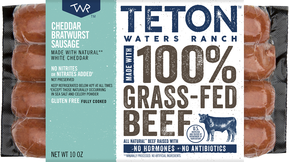 TETON WATERS RANCH: Cheddar Bratwurst Sausage, 10 oz - 0853231007061