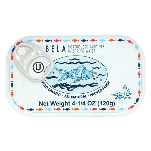 Bela - Olhao Sardines Spring Water - Case Of 12 - 4.25 Oz. - 853232002041