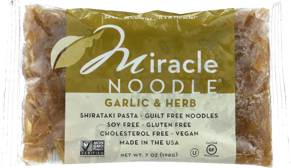 MIRACLE NOODLE: Garlic & Herb Shirataki Pasta, 7 oz - 0853237003043