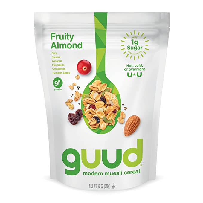  GUUD Fruity Almond Muesli Cereal, 12 Ounce, Gluten Free, Oats, Raisins, Almonds, Cranberries, Flax Seeds, Pumpkin Seeds, Vegan, Non-GMO Certified, Kosher - 853305003180