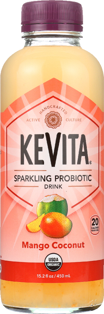 KEVITA: Organic Mango Coconut Sparkling Probiotic Drink, 15.2 oz - 0853311003044