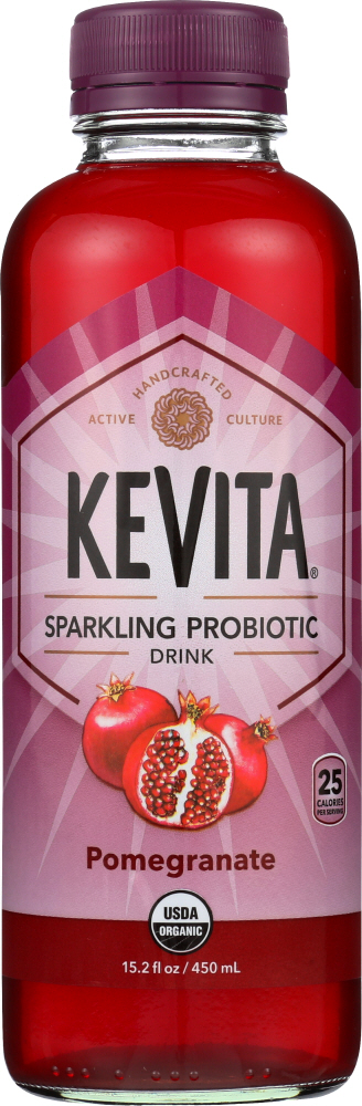 KEVITA: Organic Pomegranate Sparkling Probiotic Drink, 15.2 oz - 0853311003068