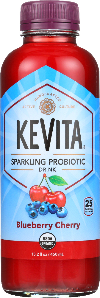 KEVITA: Sparkling Probiotic Blueberry Cherry Drink, 15.20 oz - 0853311003358