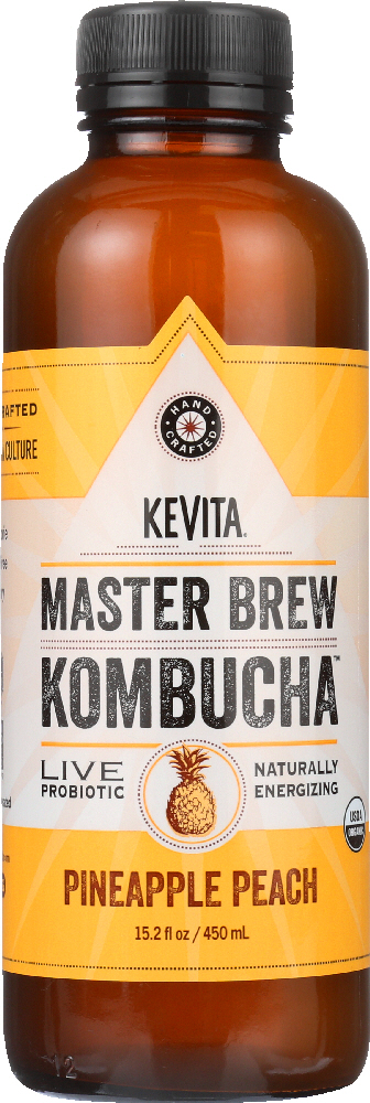 KEVITA: Organic Master Brew Pineapple Peach Kombucha, 15.2 oz - 0853311003600