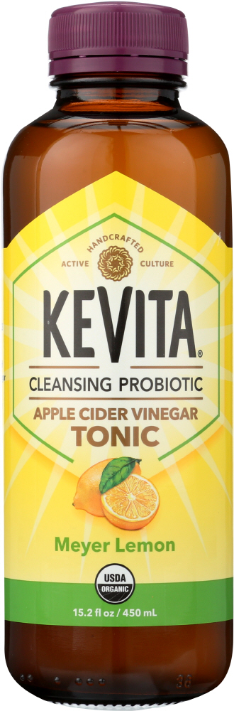KEVITA: Organic Cleansing Probiotic Apple Cider Vinegar Tonic Meyer Lemon, 15.2 oz - 0853311003679