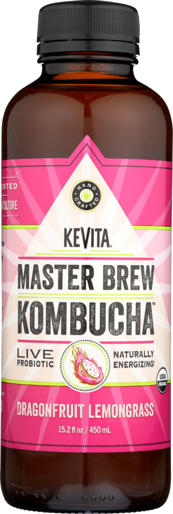KEVITA: Master Brew Kombucha Live Probiotic Drink Dragonfruit Lemongrass, 15.2 oz - 0853311003808