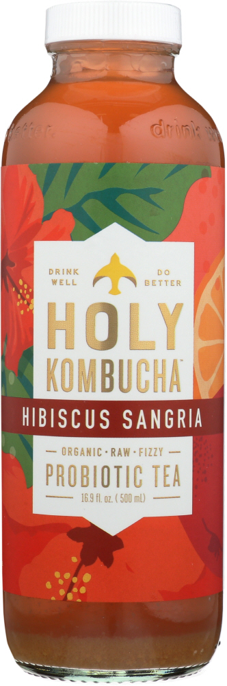 HOLY KOMBUCHA: Hibiscus Sangria Probiotic Tea, 16.9 oz - 0853328005130