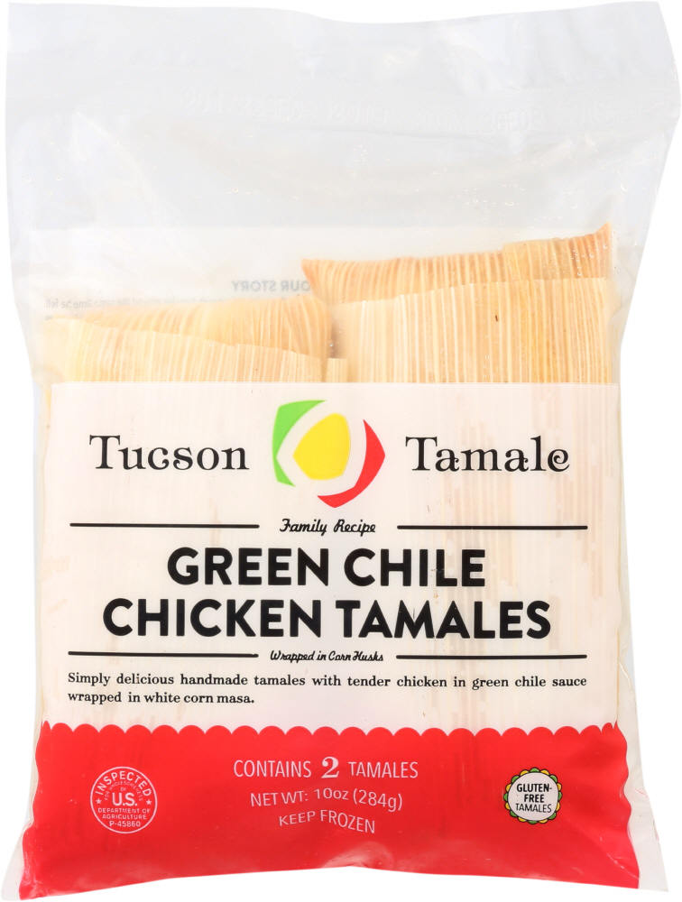 TUCSON TAMALE COMPANY: Green Chile Chicken Tamales, 10 oz - 0853437002020