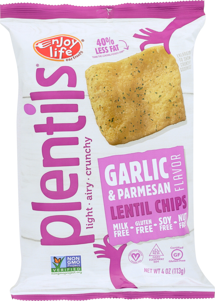 Enjoy Life, Plentils, Lentil Chips, Garlic & Parmesan - 853522000825
