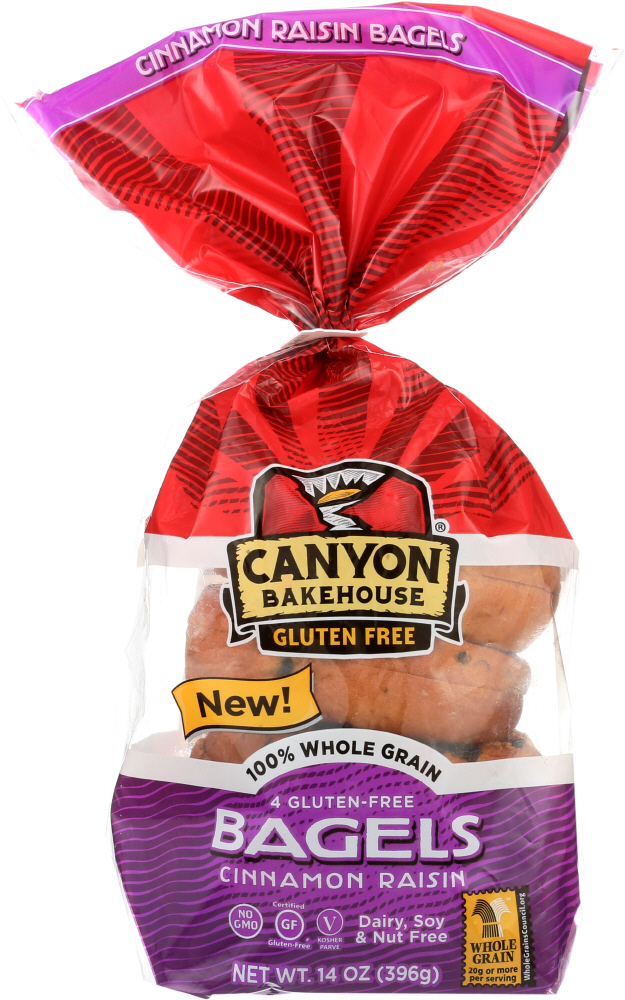 CANYON BAKEHOUSE: Cinnamon Raisin Bagels 4pc, 14 oz - 0853584002256