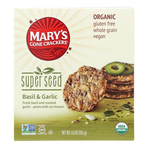 Mary's Gone Crackers Super Seed - Basil$ Garlic - Case Of 6 - 5.5 Oz. - 853665005114