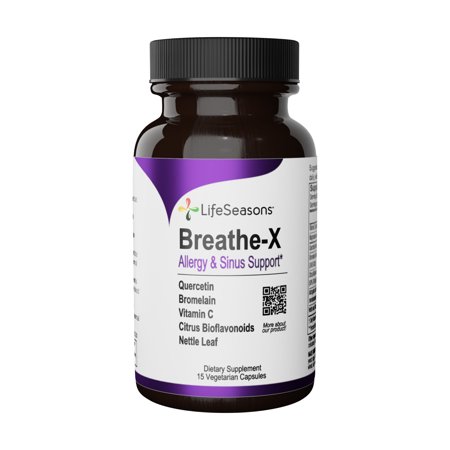 LifeSeasons - Breathe-X - Fast Acting Allergy Relief Supplement - Sinus and Nasal Discomfort - Naturally Boost Immune System - With Quercetin, Bromelain, Nettle Leaf - 15 Capsules - 853760002254