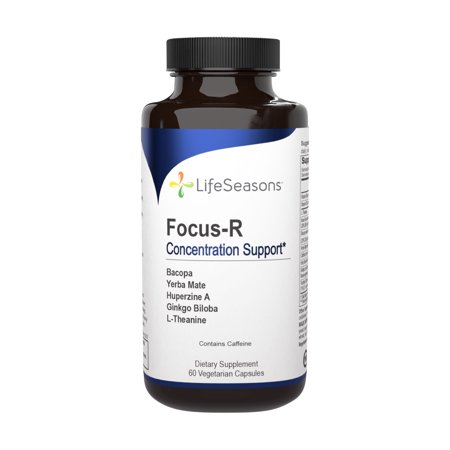 LifeSeasons - Focus-R - Concentration and Focus Supplement for All Ages - Nootropics Brain Formula Mind and Memory - Yerba Mate Huperzine A Ginkgo Biloba - 60 Capsules - 853760002476