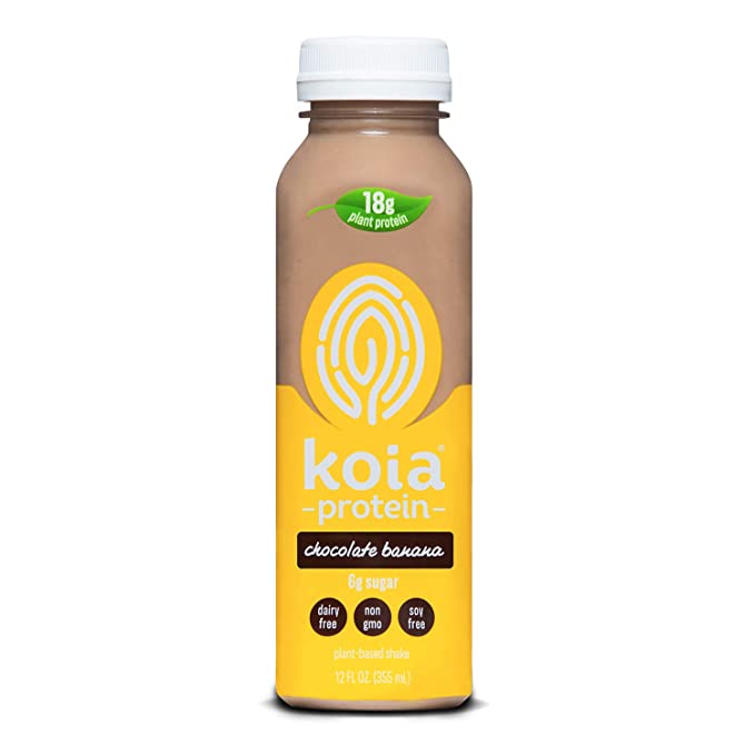 Koia Protein, Ready To Drink Plant Protein Shake, Dairy Free, Gluten Free, Soy Free, Non GMO, Kosher, Vegan, Chocolate Banana, 12 Fl Oz - 854092006163