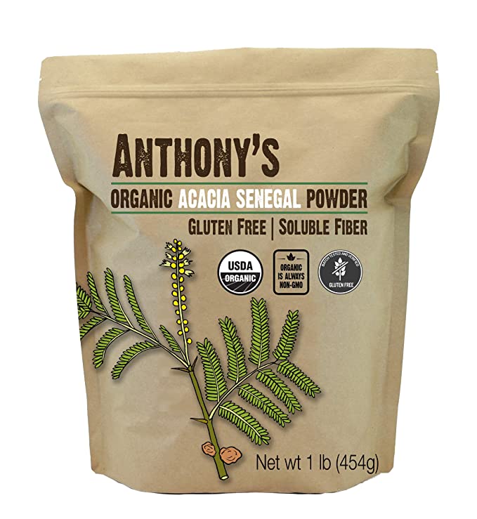 Anthony's Organic Acacia Senegal Powder, 1 lb, Batch Tested Gluten Free, Non GMO, Soluble Fiber, Prebiotic - 854170008300