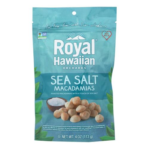 Royal Hawaiian Orchards Macadamias, Sea Salt - Case Of 6 - 4 Oz - 854171004004