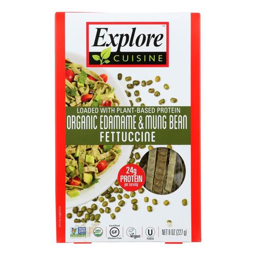 EXPLORE CUISINE: Organic Edamame and Mung Bean Fettuccine, 8 oz - 0854183006027