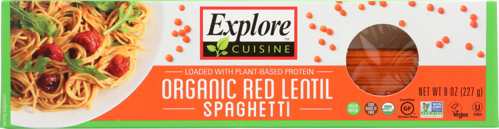 Explore Cuisine Organic Red Lentil Spaghetti - Spaghetti - Case Of 12 - 8 Oz. - 854183006300