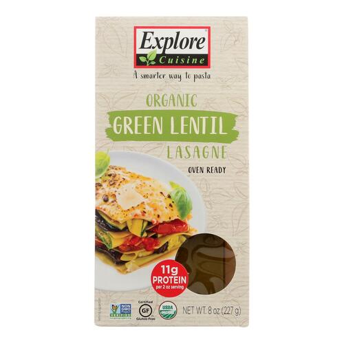 EXPLORE CUISINE: Green Lentil Lasagna Pasta, 8 oz - 0854183006317