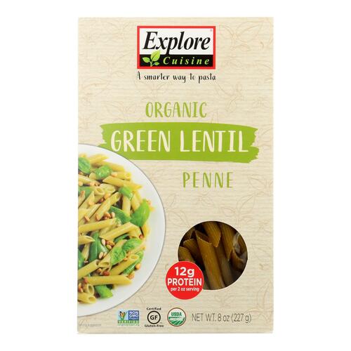 EXPLORE CUISINE: Pasta Green Lentil Penne, 8 oz - 0854183006348