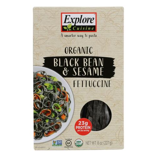 EXPLORE CUISINE: Black Bean and Sesame Fettuccine Pasta, 8 oz - 0854183006942