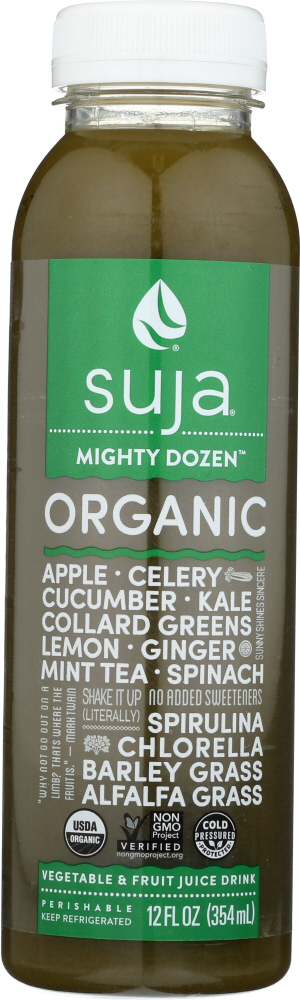SUJA: Essentials Organic Fruit & Vegetable Juice Smoothie Mighty Greens, 12 oz - 0854208005080