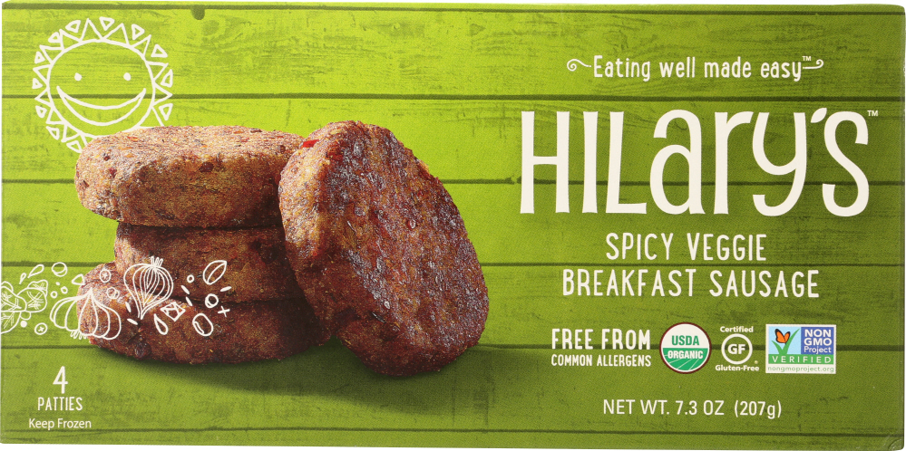 HILARYS EAT WELL: Spicy Veggie Sausage, 7.3 oz - 0854262003602