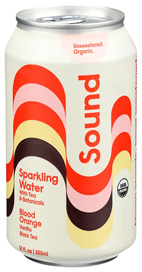  Sound Organic Sparkling Water with Tea + Botanicals, Blood Orange and Vanilla Black Tea, Unsweetened, Whole30, Non-GMO, Zero Calories - 12 fl oz Can  - 854322005102
