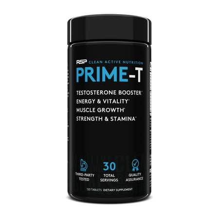 RSP Nutrition Prime-T Natural Testosterone Booster, Lean Muscle Growth, Strength, Stamina & Sleep, 120 Ct - 854446006535