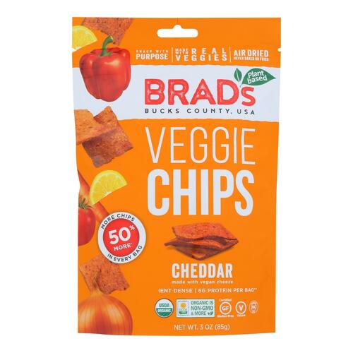 Brad's Plant Based - Raw Chips - Cheddar - Case Of 12 - 3 Oz. - 854615002061