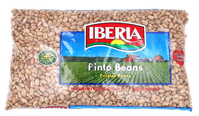 Iberia Pinto Beans 4 lb., Bulk Pinto Beans, Long Shelf Life Pinto Beans with Easy Storage, Rich in Fiber & Potassium, Low Calorie, Low Fat Food - 075669106936