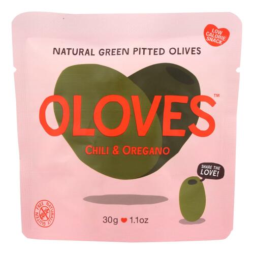 Oloves Green Pitted Olives - Chili And Oregano - Case Of 10 - 1.1 Oz. - 854918002133