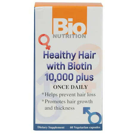 Bio Nutrition Healthy Hair with Biotin 10000 Plus 60 Vegetable Capsules - 854936003297