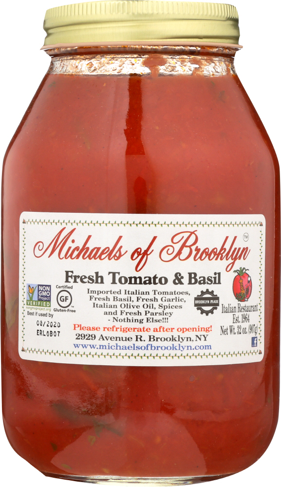 MICHAELS OF BROOKLYN: Fresh Tomato & Basil Sauce, 32 oz - 0855019004019