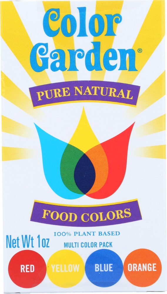 Color Garden Pure Natural Food Colors Multi Pack Red,yellow, Blue & Orange - Case Of 12 - 1 Oz - 855086004059