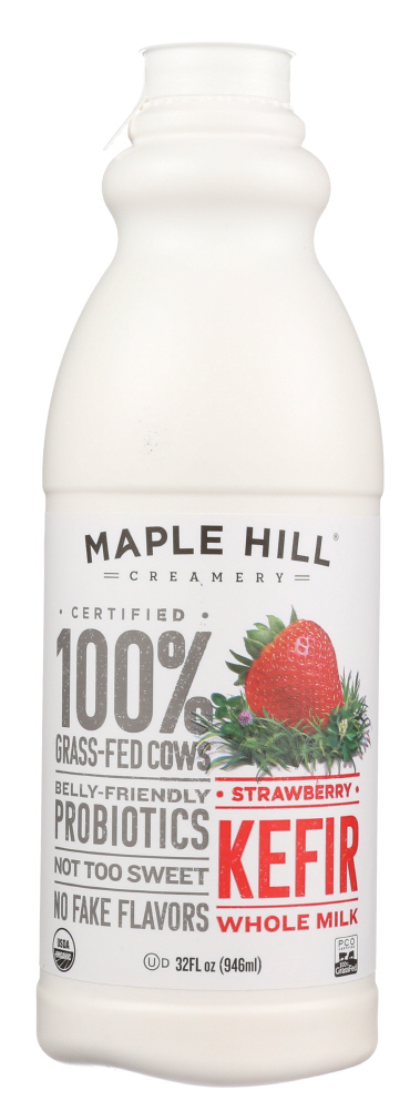 MAPLE HILL CREAMERY: Strawberry Whole Milk Kefir, 32 oz - 0855088005351