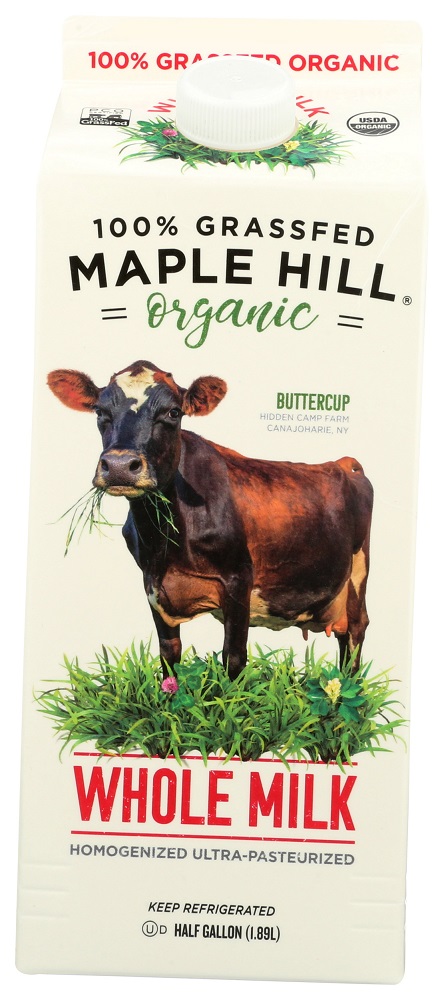 MAPLE HILL CREAMERY: 100% Grassfed Organic Maple Hill Whole Milk, 64 oz - 0855088005467